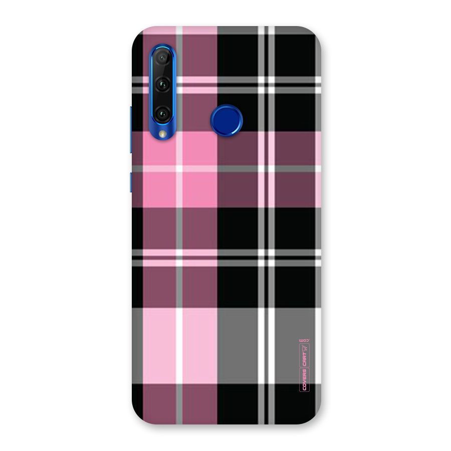 Pink Black Check Back Case for Honor 20i