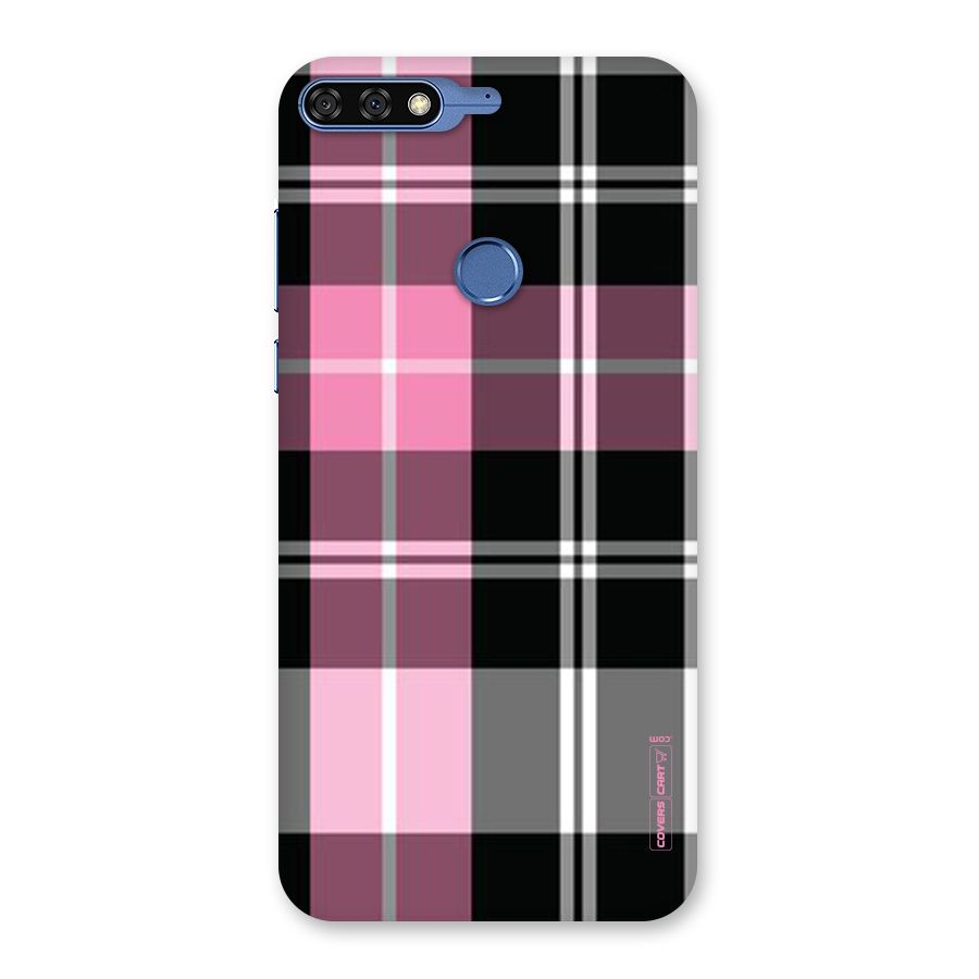 Pink Black Check Back Case for Honor 7C