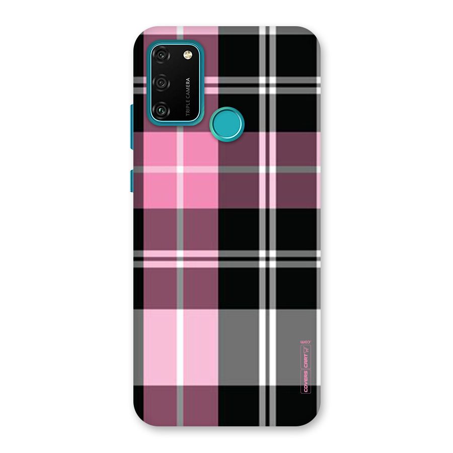 Pink Black Check Back Case for Honor 9A
