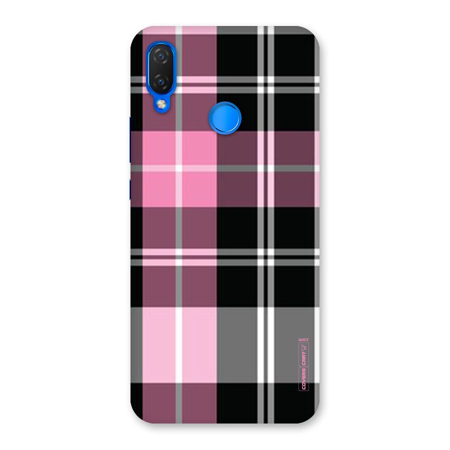 Pink Black Check Back Case for Huawei P Smart+