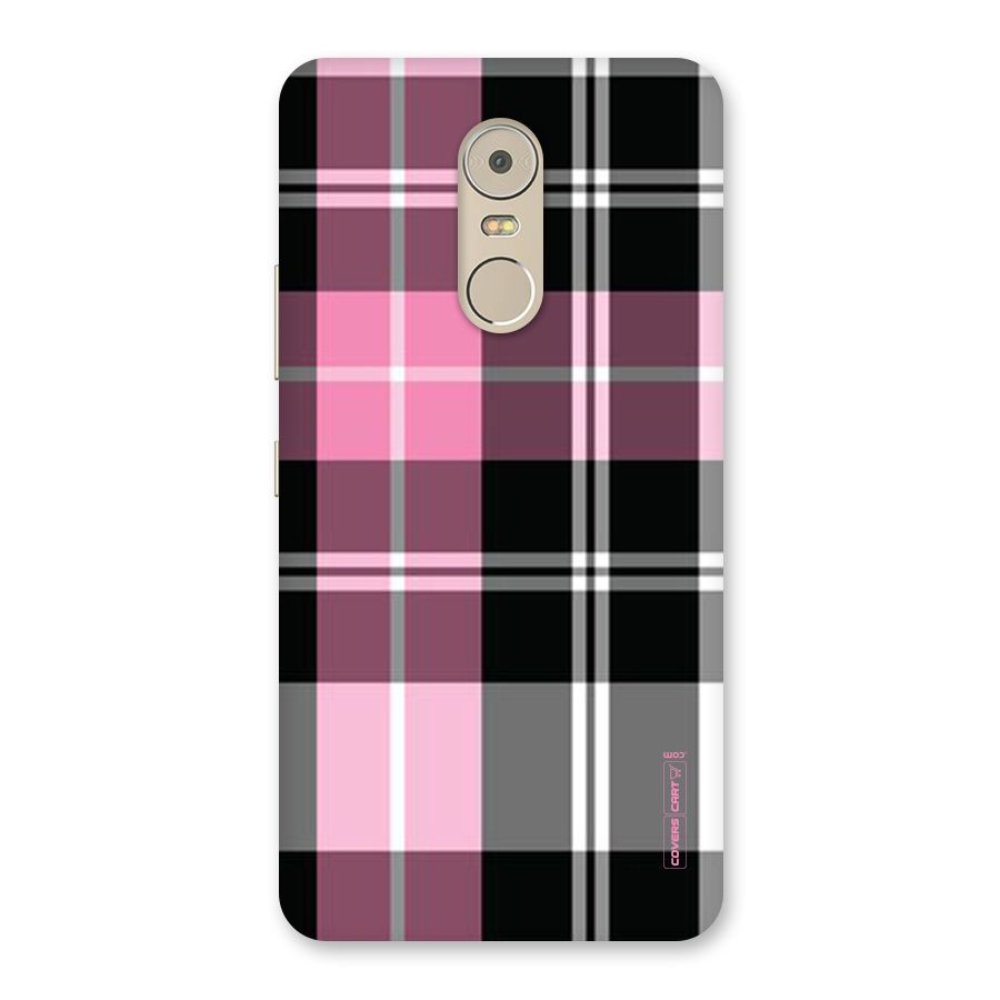 Pink Black Check Back Case for Lenovo K6 Note