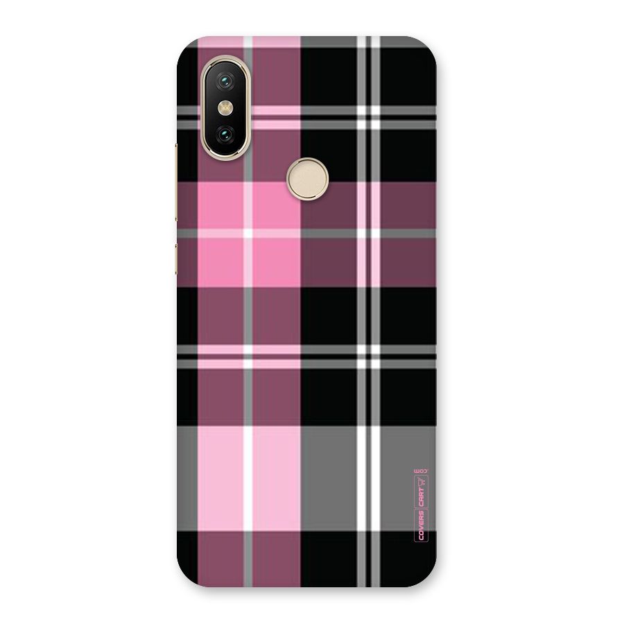 Pink Black Check Back Case for Mi A2