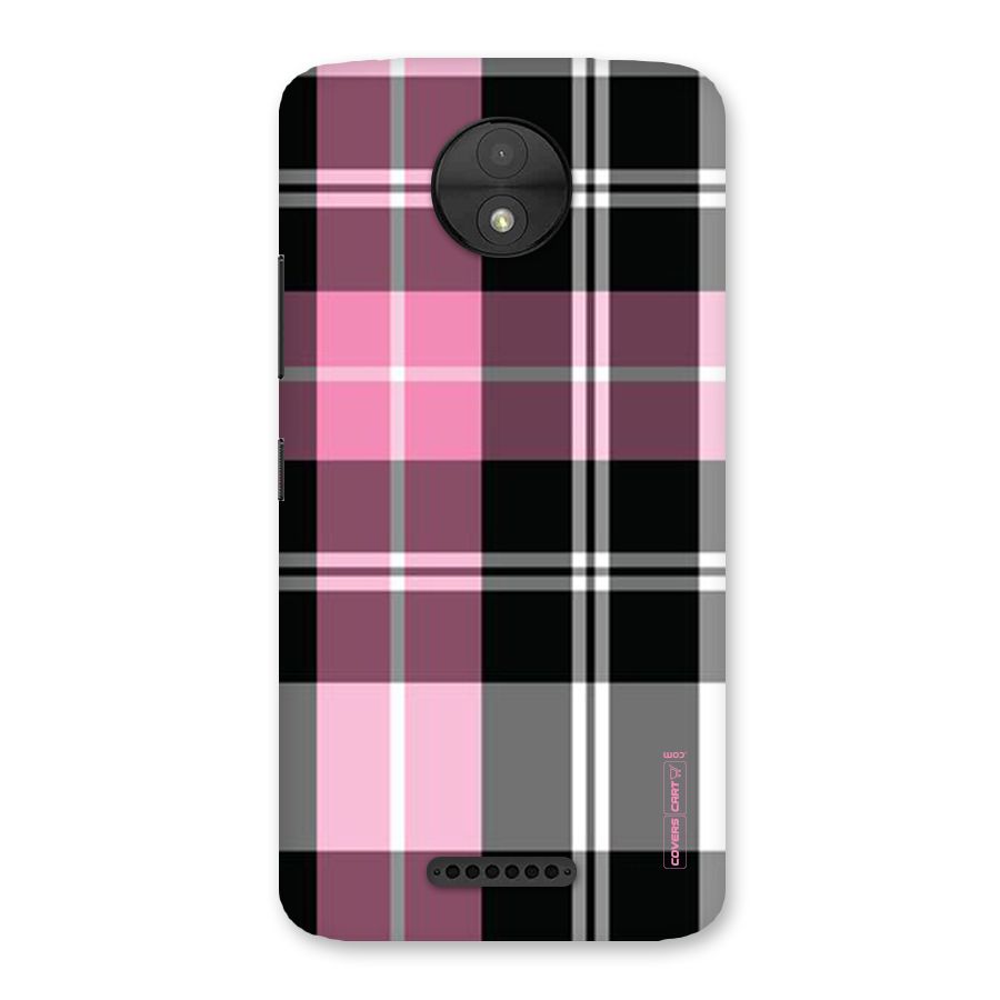 Pink Black Check Back Case for Moto C