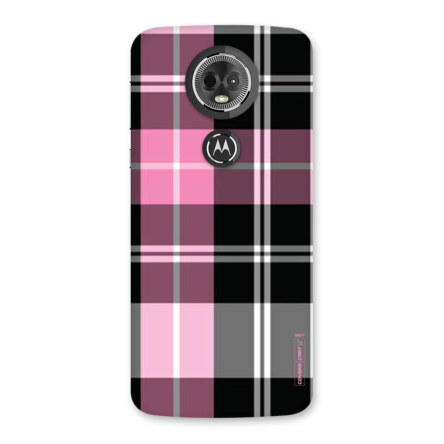 Pink Black Check Back Case for Moto E5 Plus