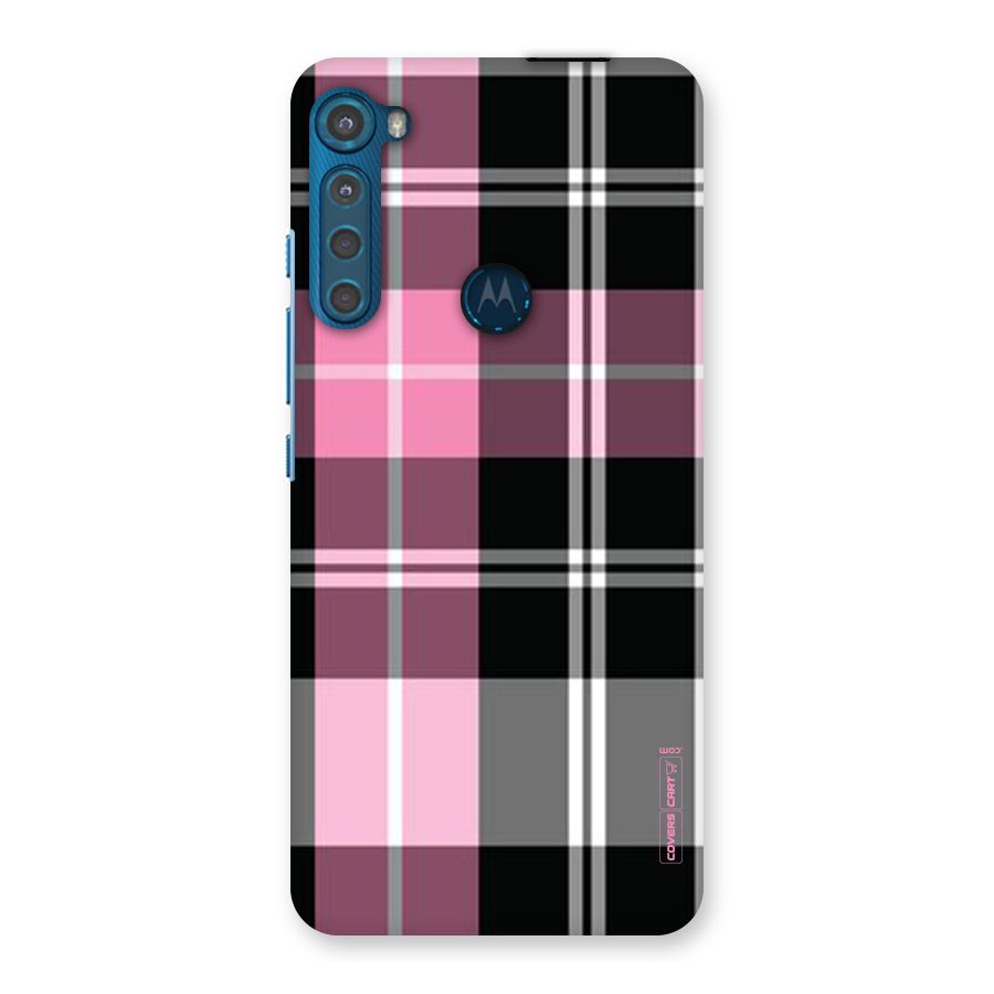Pink Black Check Back Case for Motorola One Fusion Plus