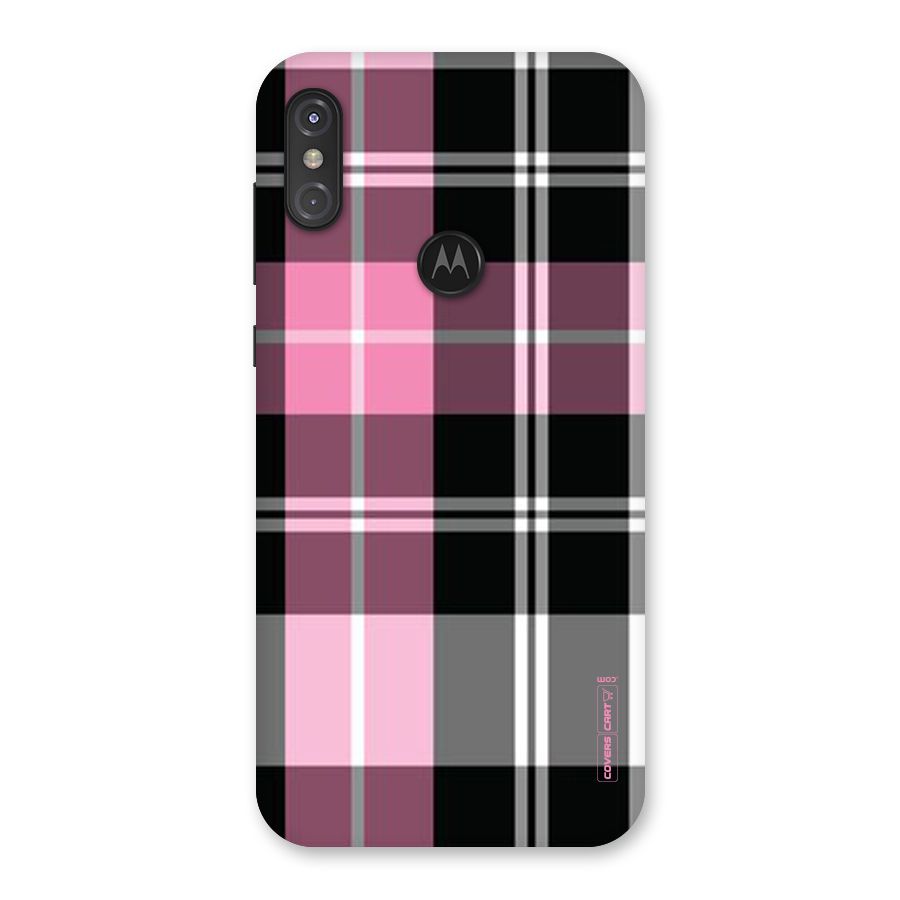 Pink Black Check Back Case for Motorola One Power