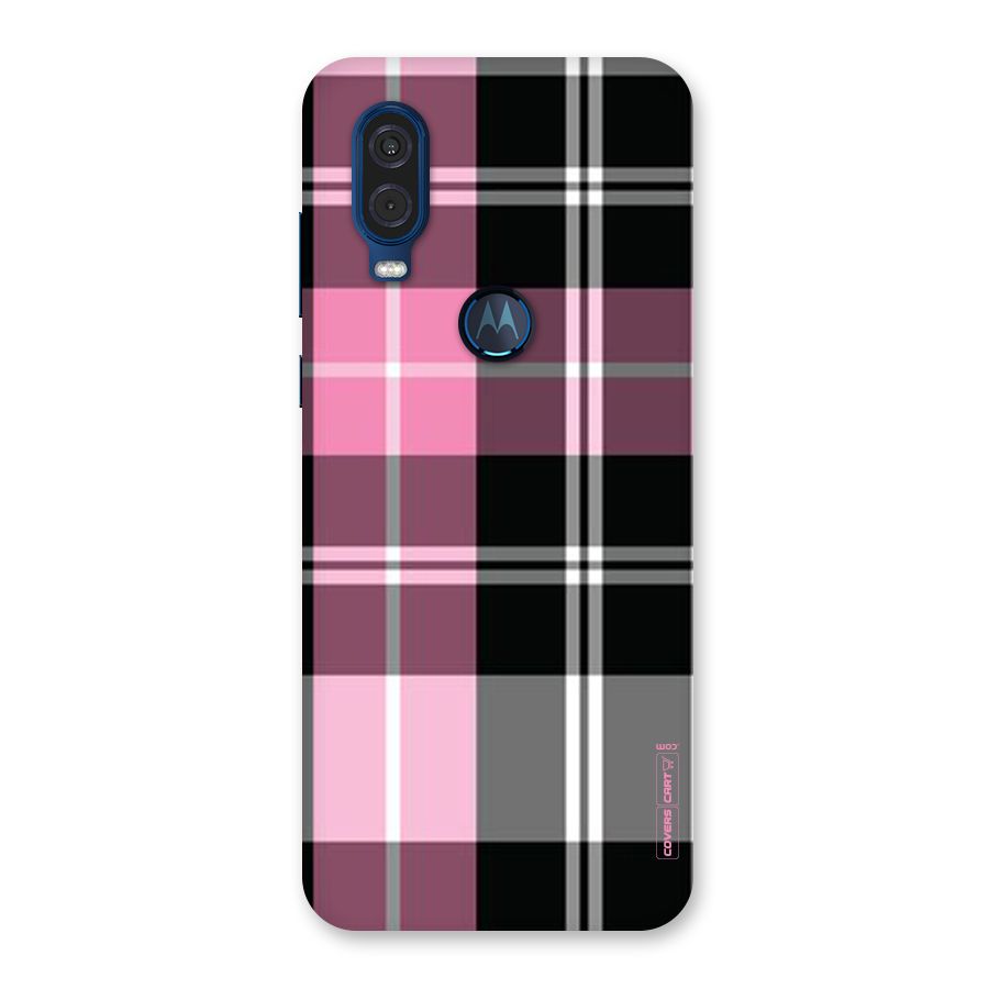 Pink Black Check Back Case for Motorola One Vision