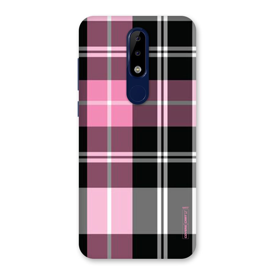 Pink Black Check Back Case for Nokia 5.1 Plus