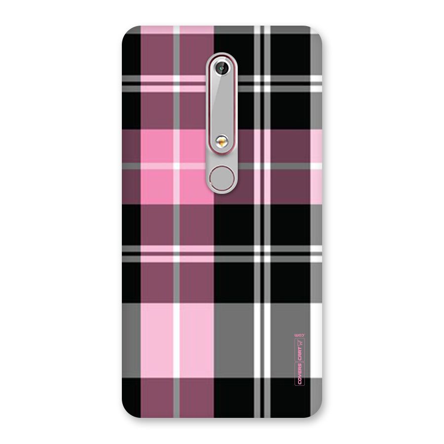 Pink Black Check Back Case for Nokia 6.1