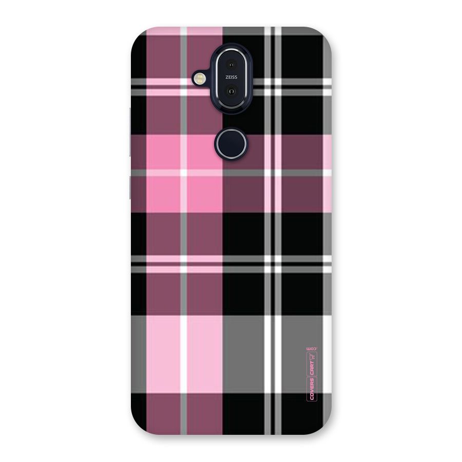 Pink Black Check Back Case for Nokia 8.1