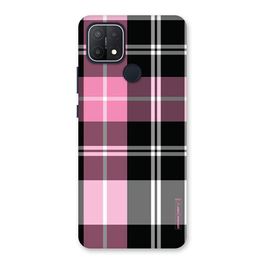Pink Black Check Back Case for Oppo A15s