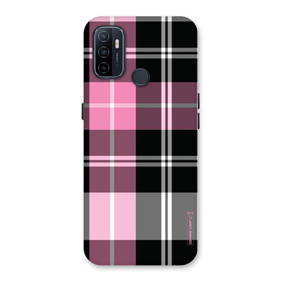 Pink Black Check Back Case for Oppo A32