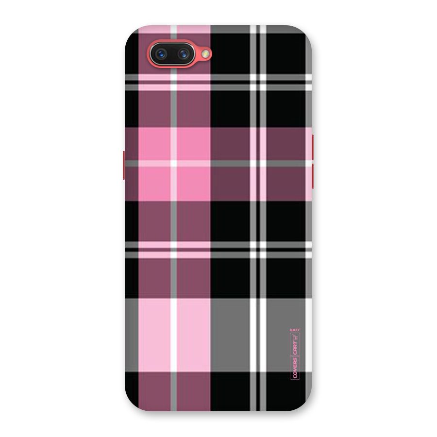 Pink Black Check Back Case for Oppo A3s