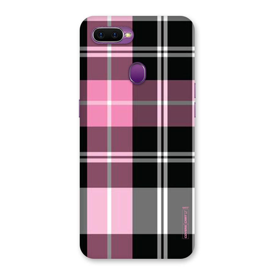 Pink Black Check Back Case for Oppo F9