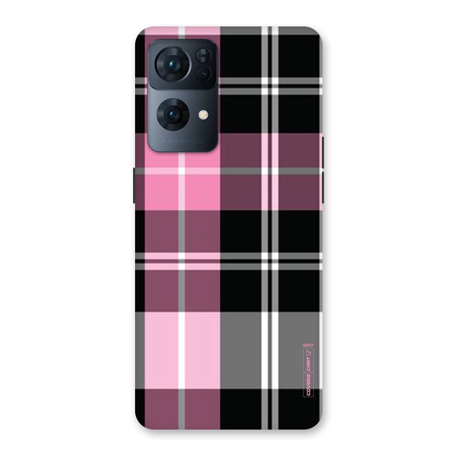 Pink Black Check Back Case for Oppo Reno7 Pro 5G