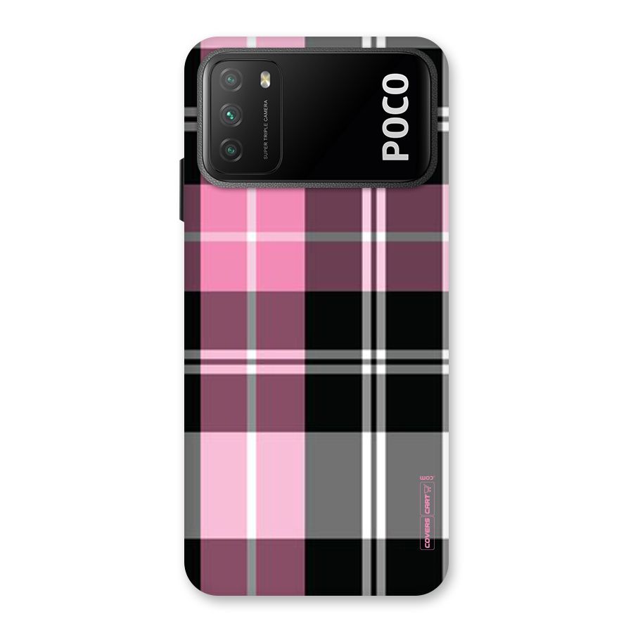 Pink Black Check Back Case for Poco M3