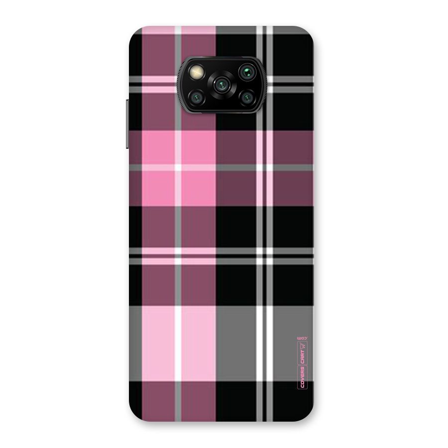 Pink Black Check Back Case for Poco X3