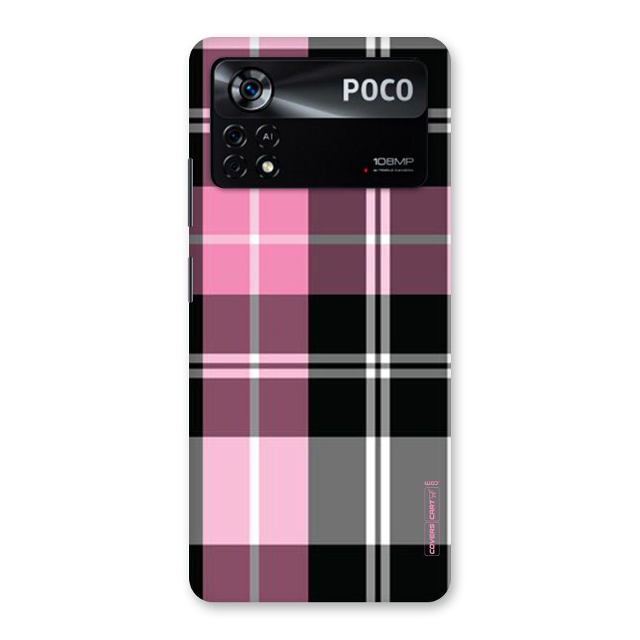 Pink Black Check Back Case for Poco X4 Pro 5G
