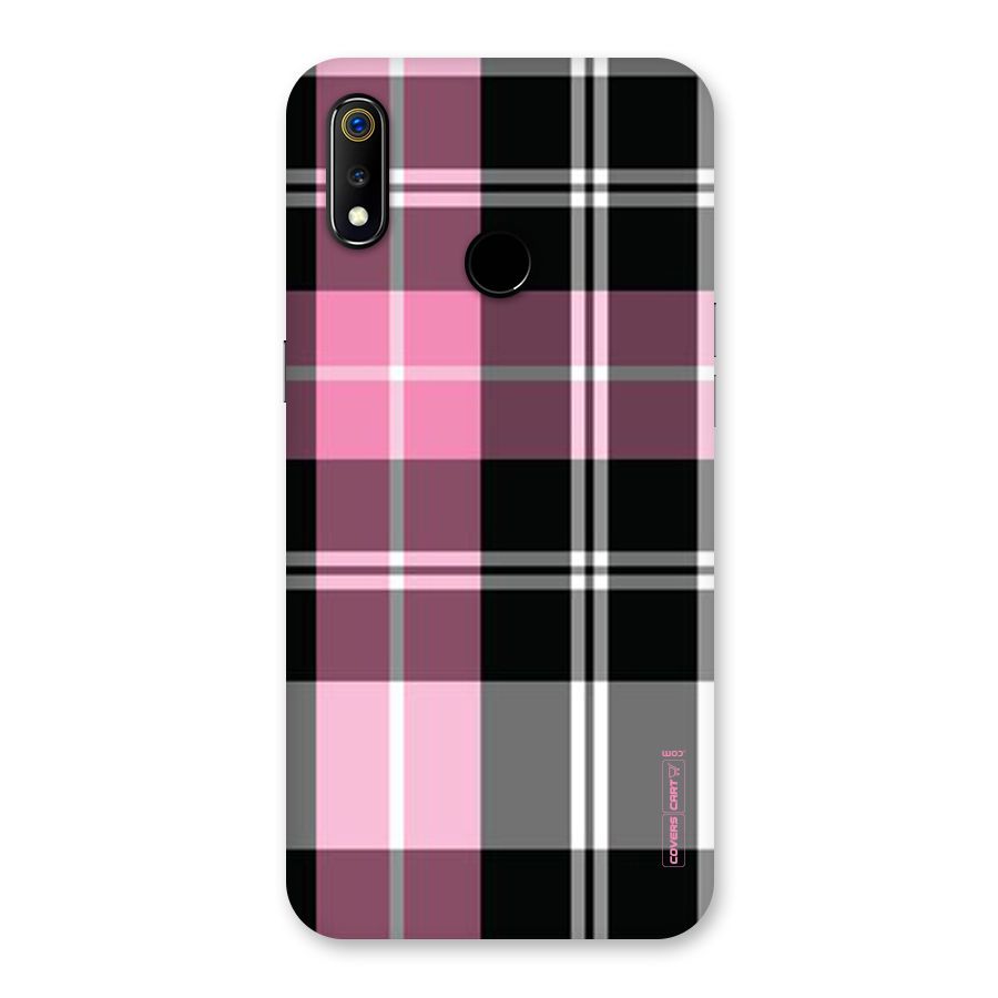 Pink Black Check Back Case for Realme 3