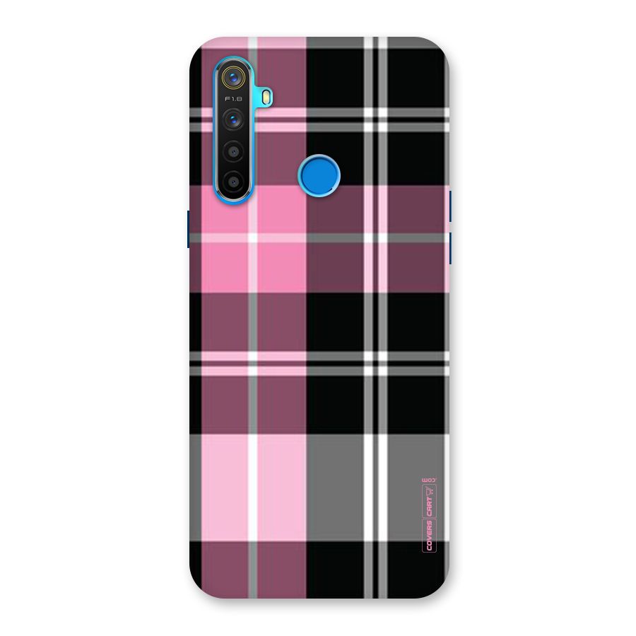Pink Black Check Back Case for Realme 5s