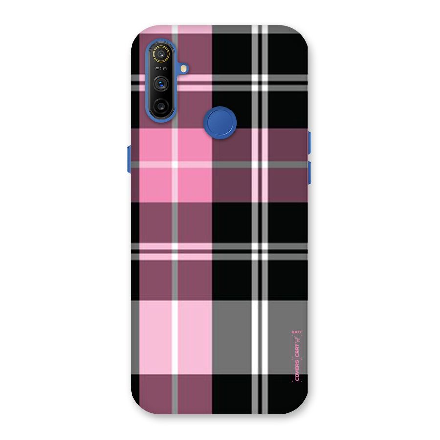 Pink Black Check Back Case for Realme Narzo 10A