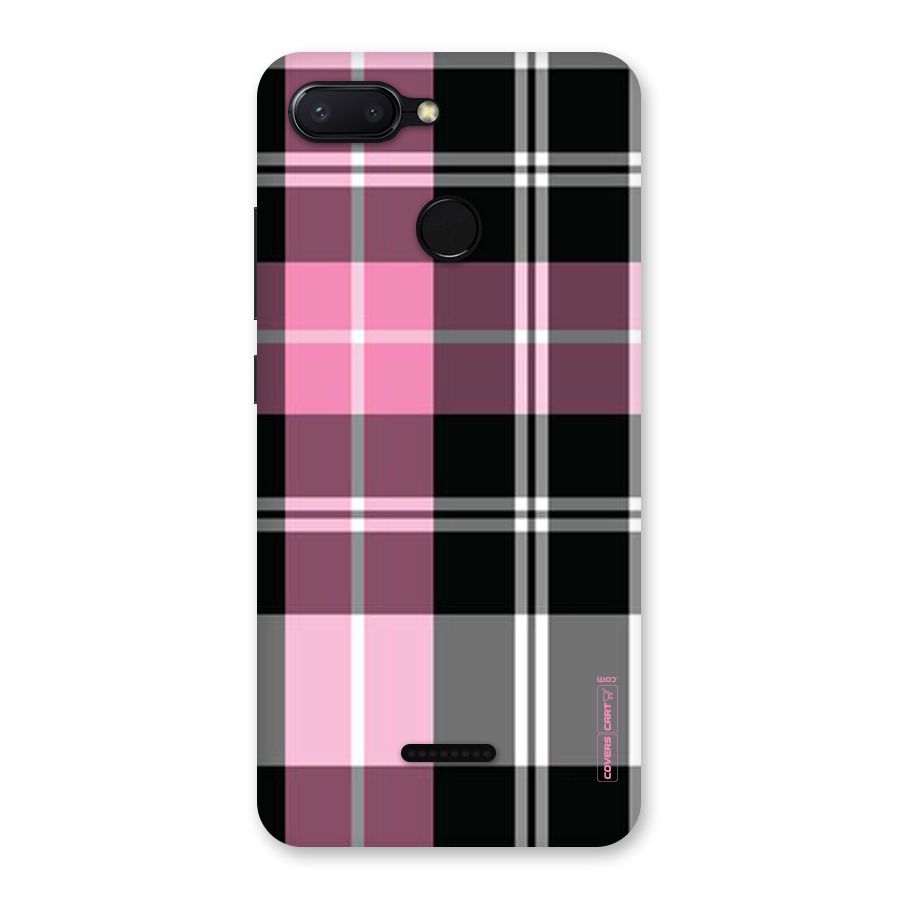 Pink Black Check Back Case for Redmi 6