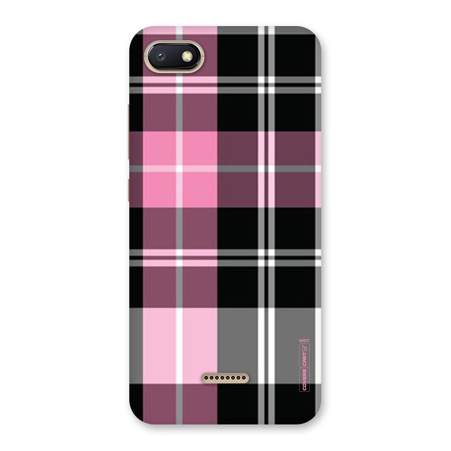 Pink Black Check Back Case for Redmi 6A