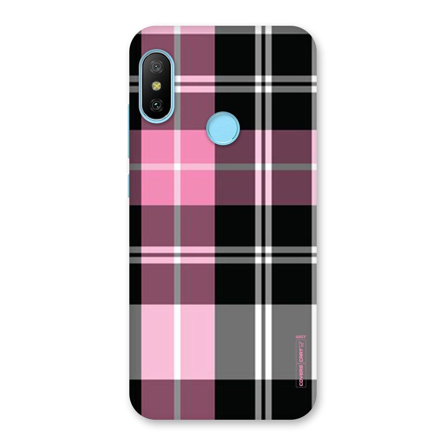 Pink Black Check Back Case for Redmi 6 Pro