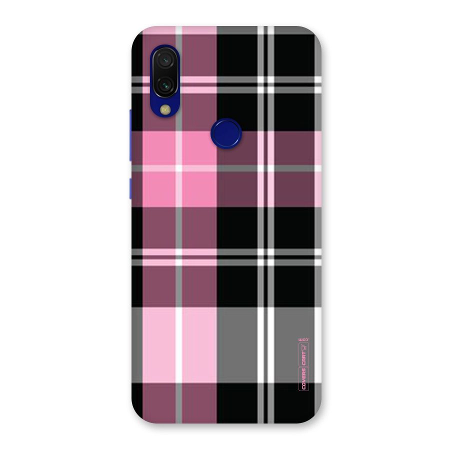 Pink Black Check Back Case for Redmi 7