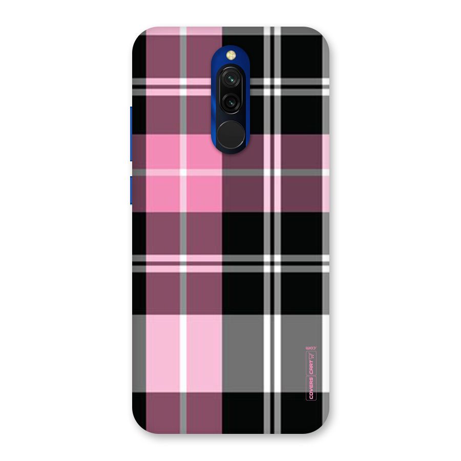 Pink Black Check Back Case for Redmi 8