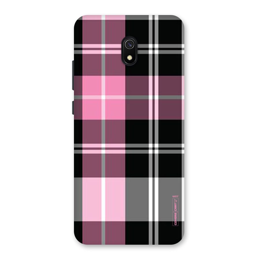 Pink Black Check Back Case for Redmi 8A
