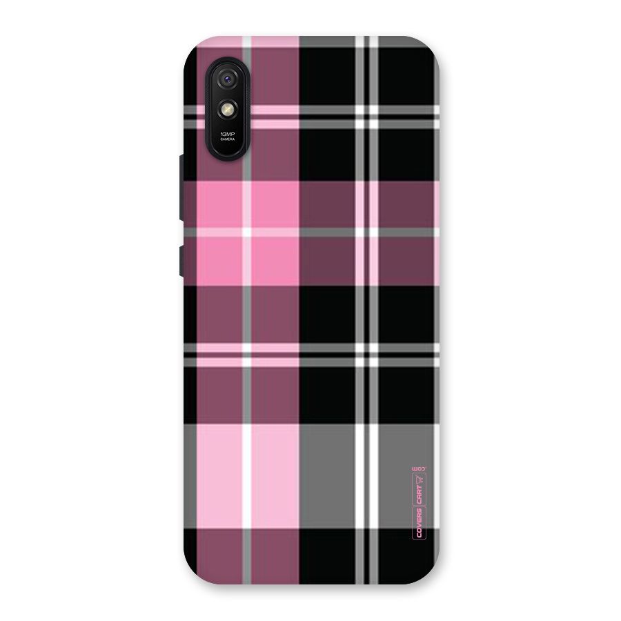 Pink Black Check Back Case for Redmi 9A