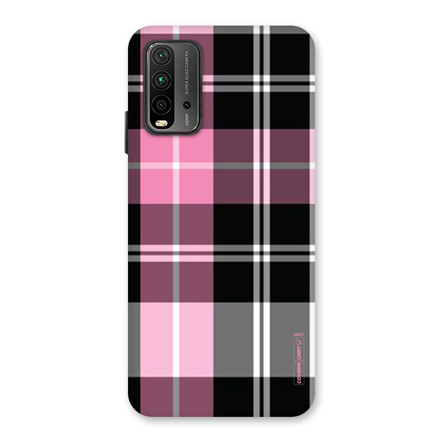 Pink Black Check Back Case for Redmi 9 Power