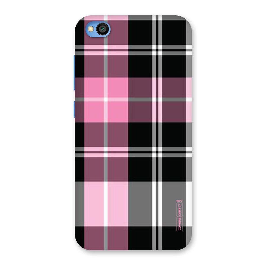 Pink Black Check Back Case for Redmi Go