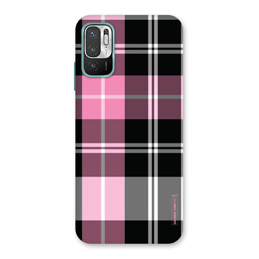 Pink Black Check Back Case for Redmi Note 10T 5G
