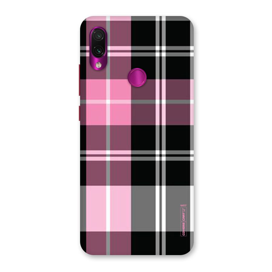 Pink Black Check Back Case for Redmi Note 7 Pro