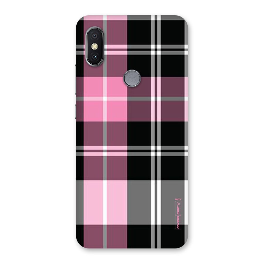 Pink Black Check Back Case for Redmi Y2