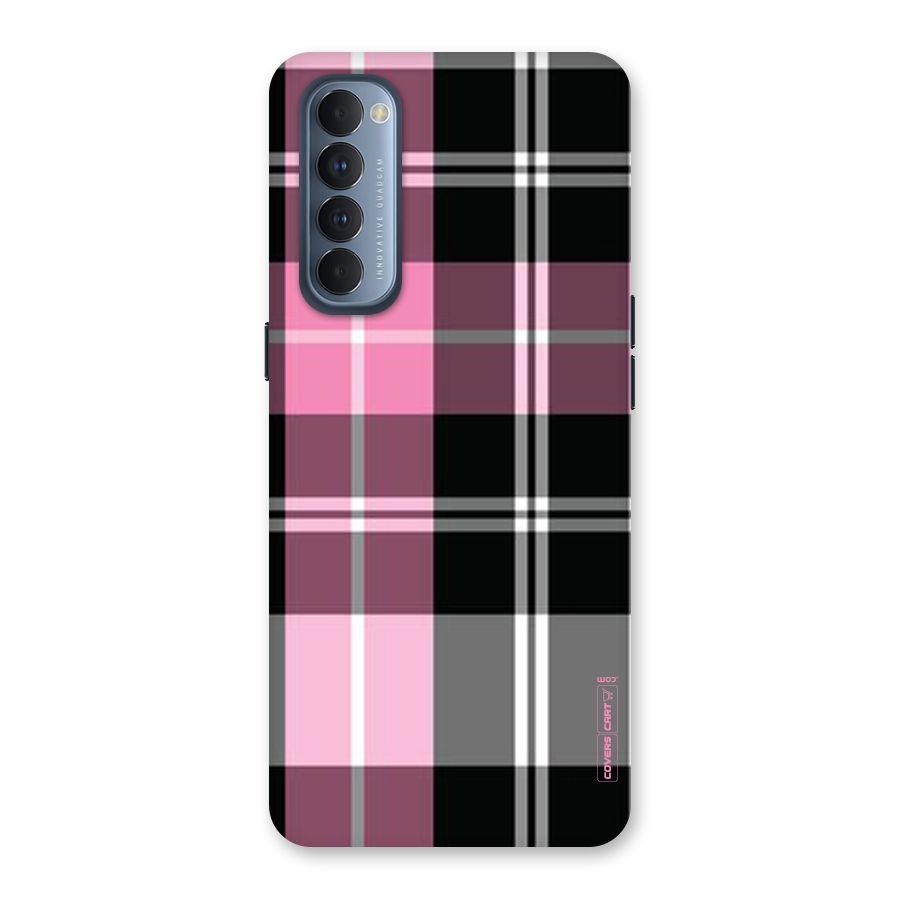 Pink Black Check Back Case for Reno4 Pro