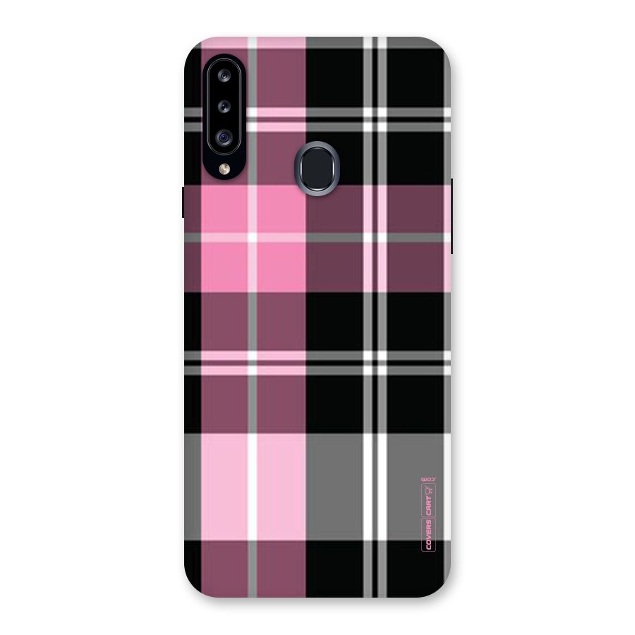 Pink Black Check Back Case for Samsung Galaxy A20s