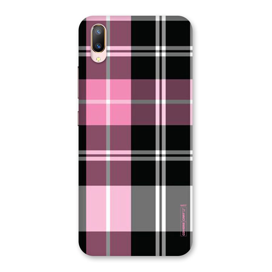 Pink Black Check Back Case for Vivo V11 Pro
