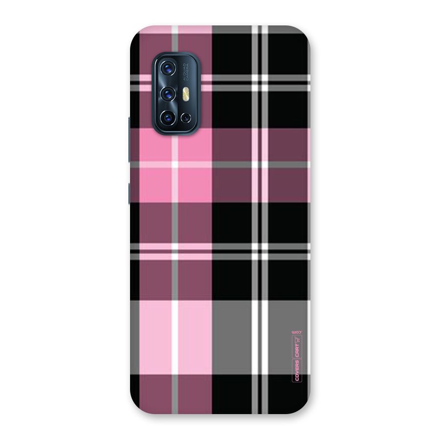Pink Black Check Back Case for Vivo V17