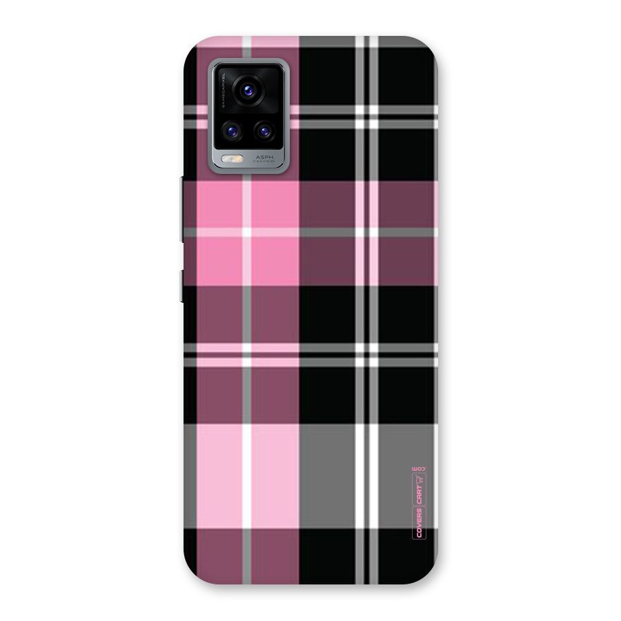 Pink Black Check Back Case for Vivo V20