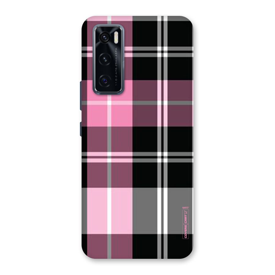 Pink Black Check Back Case for Vivo V20 SE