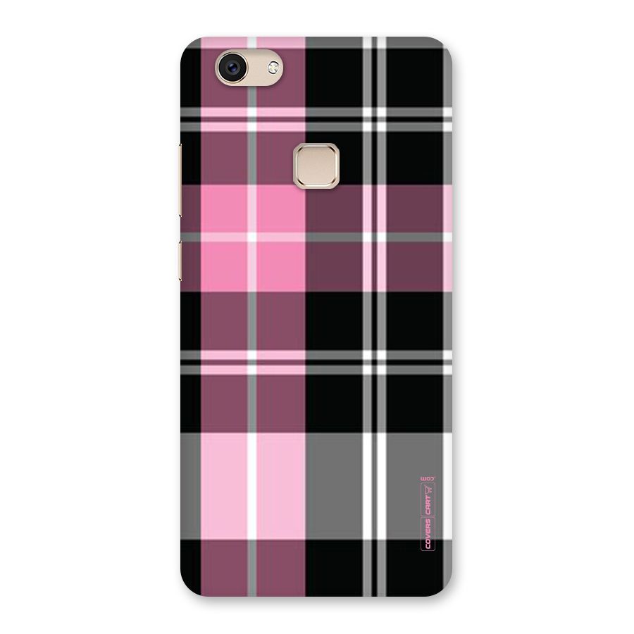 Pink Black Check Back Case for Vivo V7