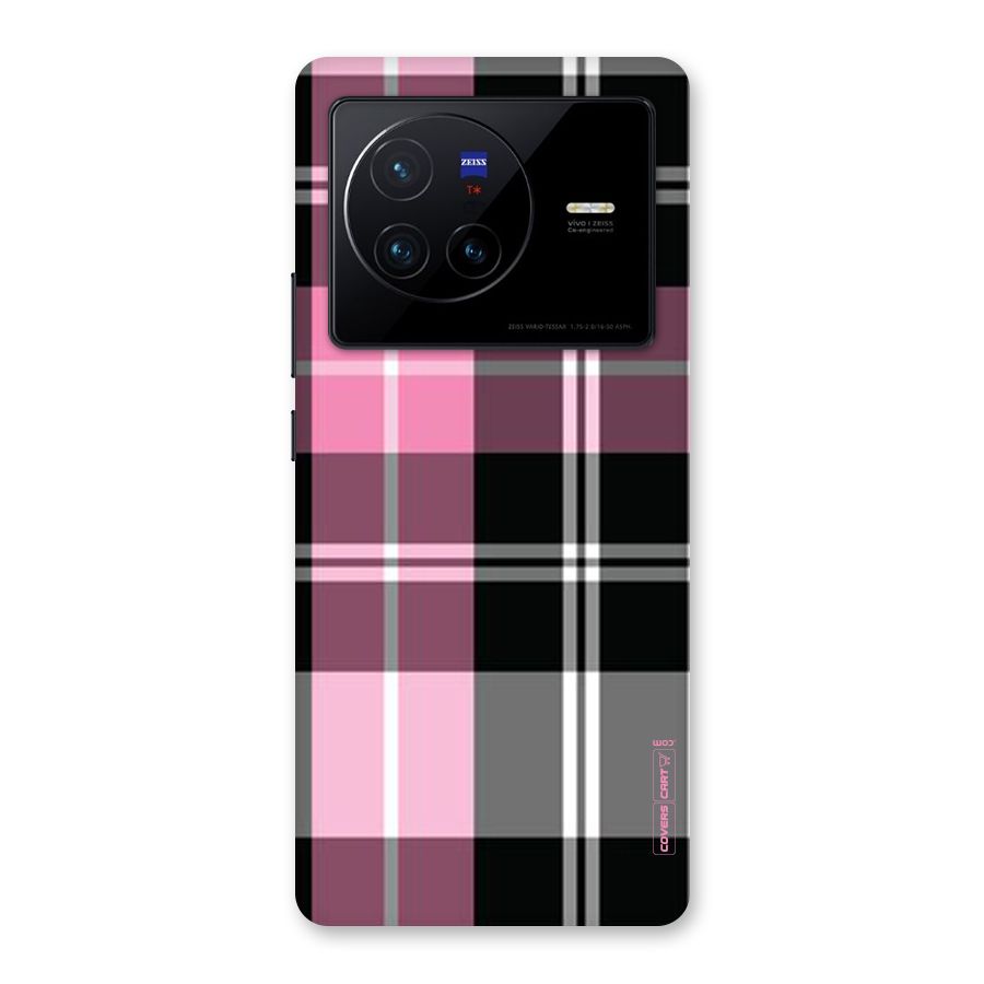 Pink Black Check Back Case for Vivo X80