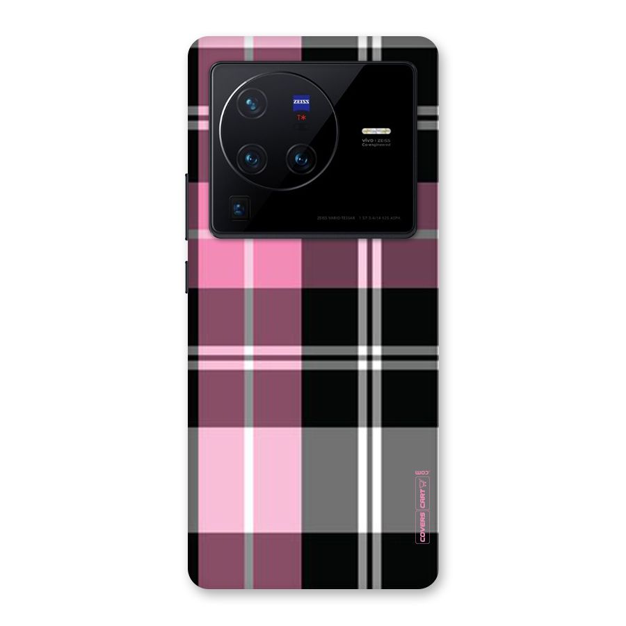Pink Black Check Back Case for Vivo X80 Pro