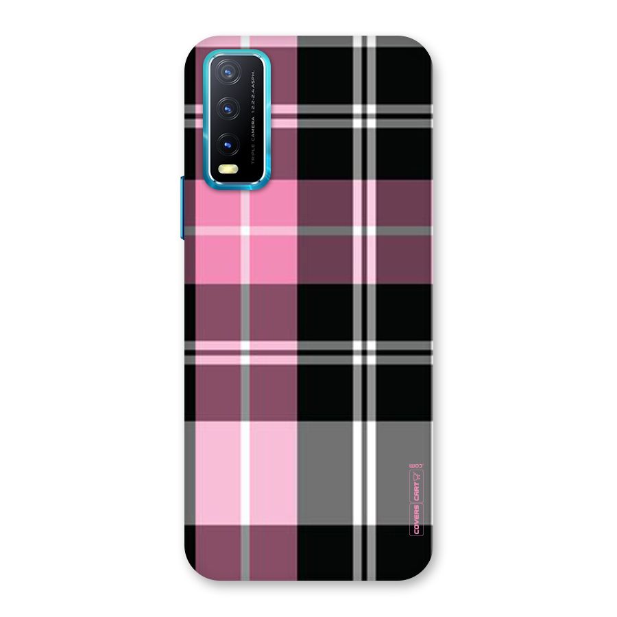 Pink Black Check Back Case for Vivo Y20G