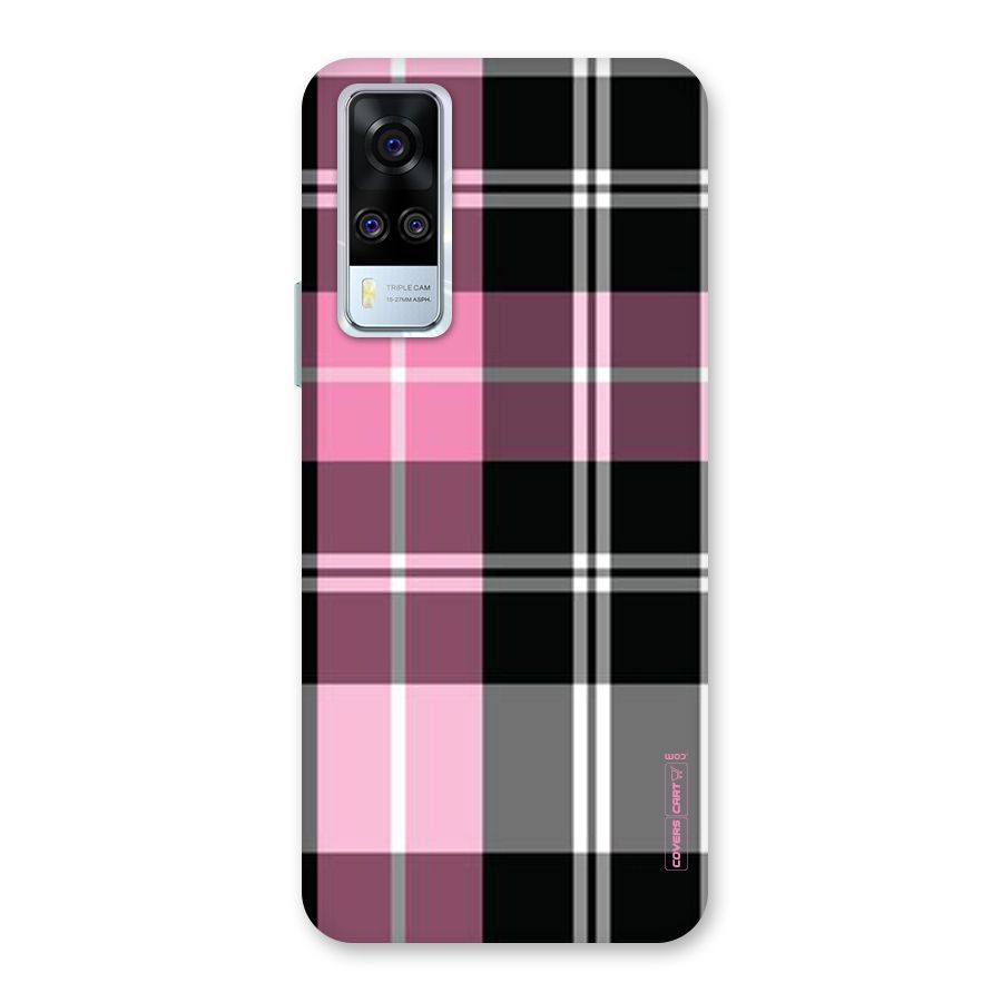 Pink Black Check Back Case for Vivo Y31