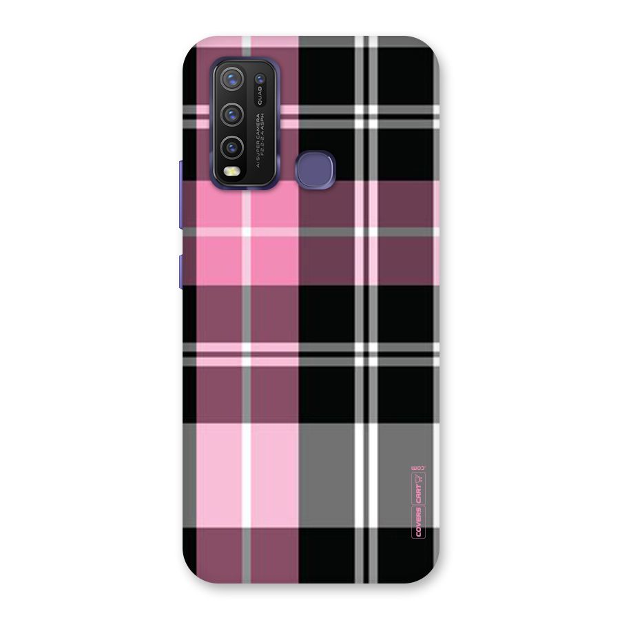 Pink Black Check Back Case for Vivo Y50
