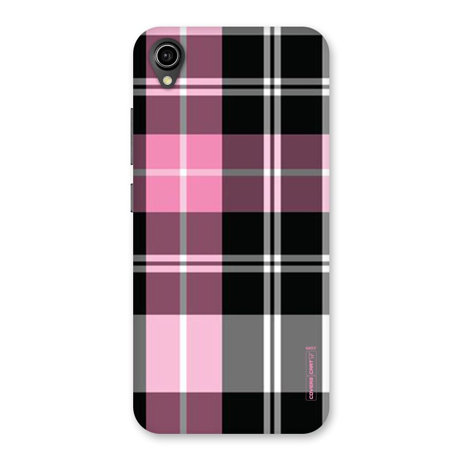 Pink Black Check Back Case for Vivo Y90